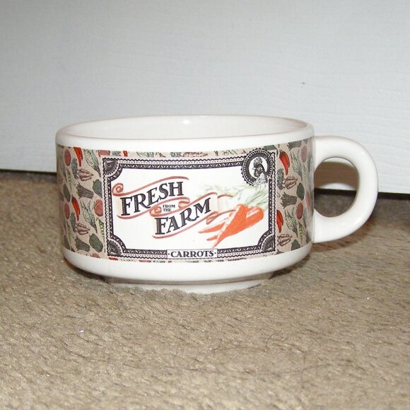 Fresh From the Farm Soup Mug/Cup Carrots & Peas Houston Harvest as shown - Picture 2 of 7